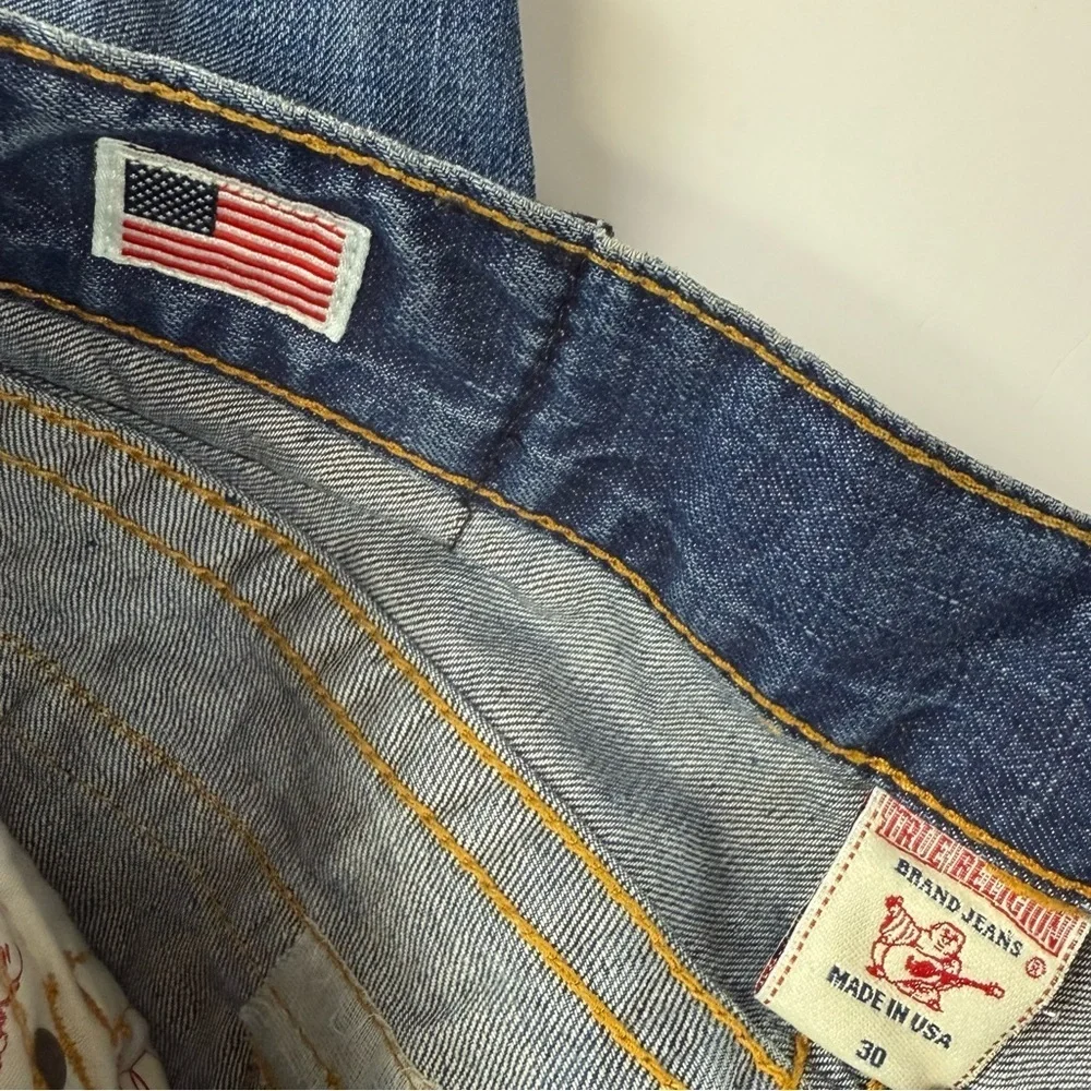 True Religion Jeans Mens 30 Blue Cotton Denim Embroidered Tag Made in USA